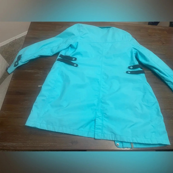 Merrell Long Jacket L Women Bright Blue/turquoise Nylon Snaps Full Zip Lined - Picture 7 of 11